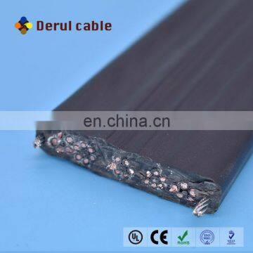 Flexible special PVC sheath flat cable for CCTV Camera with steel wire 30 cores elevator cable