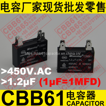 450VAC 1.2uF CBB61 capacitor for air conditioner compressor capacitor