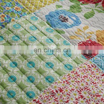 Soft Bright Reactive Printing 100% Cotton King 3pcs Bedspread Patchwork Handmade Quilt photo-3