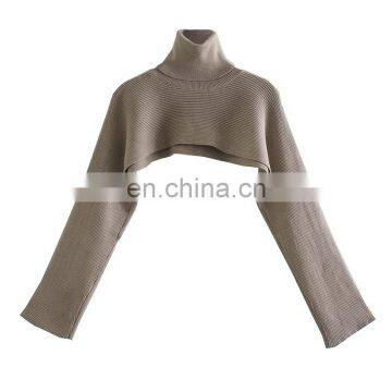 TWOTWINSTYLE Turtleneck Sweater Women Long Sleeve Short Knitting Pullover Top Solid Sexy