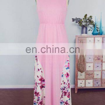 2019 New Women Pink Floral Long Summer Dress Mother Daughter Matching (this Link for WOMAN) photo-5