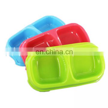 Low price candy color pet Food feeder stocked dog food bowl plastic