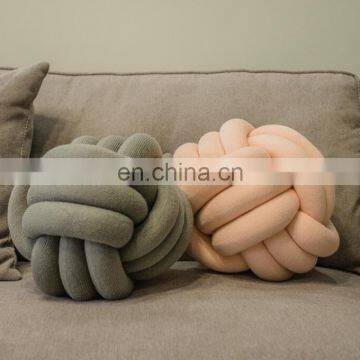 25X25CM Hot Sale Luxurious Chunky Knit Velvet Giant Knot Pillow In Cushion Baby Soft Ball Hollow Fiber Filled Three Tubes photo-5