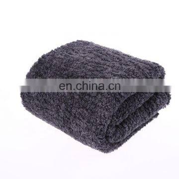 Fluffy Microfiber Plush Black Double Layer Sherpa Throw Blanket 50 x 60 Inches for Couch Sofa photo-3