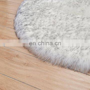 European Fashion Luxury Round Shape Solid Color Washable Bedroom Living Room Fluffy Faux Fur Carpet Rug photo-4