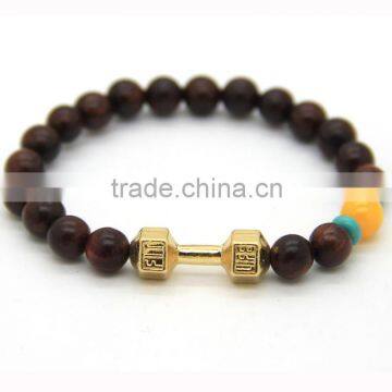 HTB091 2016 new handmade real stones bead bracelet dumbbell bracelet