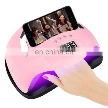 Professional UV Lamp Nail Dryer machine 168W High Power uv/led nail lamp with mobile Phone Holder