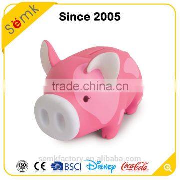 Lovely simulation pink piggy bank suppliers piggy money bank with sound for girls