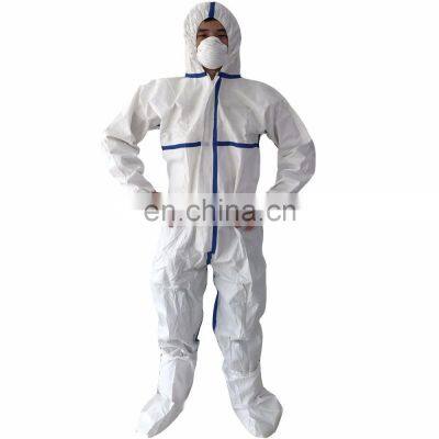 Cheaper Disposable Taped Microporous Coverall PPE Non woven SMS PP PE Antistatic Waterproof full body overall ISO