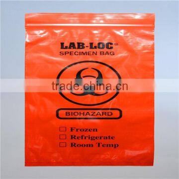 LDPE Red Specimen Transfer Bag with Zipper Top