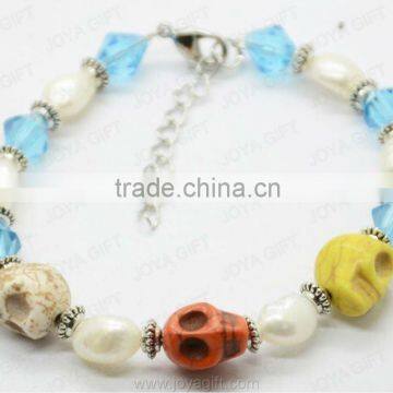 Fashion 2012 Joya Skull With Glass Beads Anklet