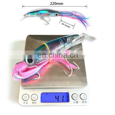22cm 41g Artificial Life-Like Hard Plastic Bait With Rubber Skirts Sea Fishing Lure Squid Octopus Minnow photo-4