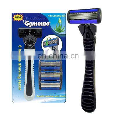 Spot goods Face razor 6blades replaceable blade razor Men Safety High Good Quality  Safety Disposable razor retail