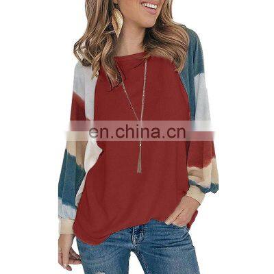 Spring/Summer New Fashion Trend Watercolor Long Sleeve Large Size Loose Round Neck Top Manufacturer Wholesale