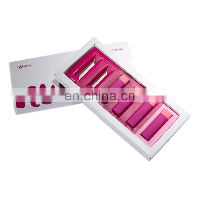 Slide open 6 pcs pack paper card lining cosmetic lip makeup batch paper package gift set packaging box for lipstick tube