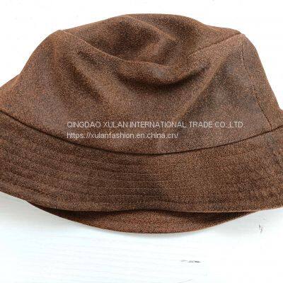 Men's and Women's Fashion Genuine Sheepskin Leather Bucket Hat photo-4