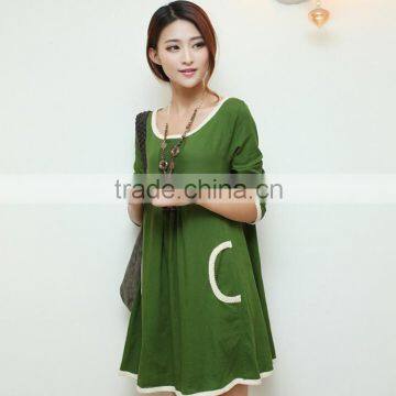 C20055B Maternity Mum Women Plain Cotton Maternity Dress