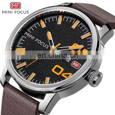 MINIFOCUS MF0022G Men Classic Casual Quartz Watches Leather Analog Calendar Auto Date Male Wristwatch