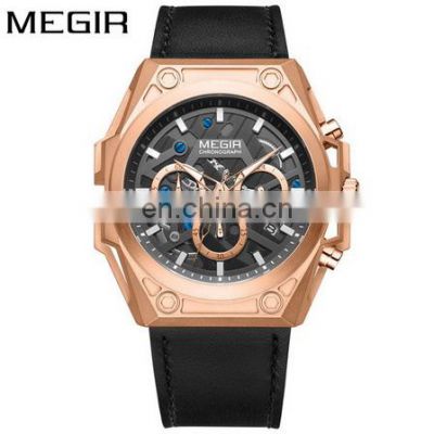 MEGIR Vintage Classic Watch Men Watches Stainless Steel Waterproof Date Leather Strap Sport Quartz Army Relogio masculino reloj