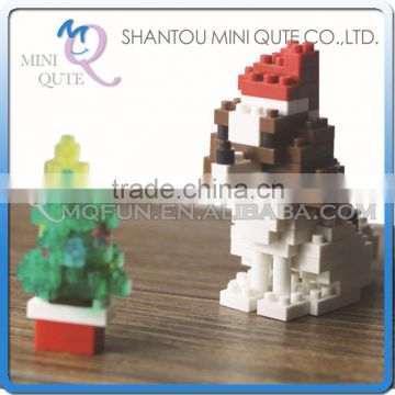 Mini Qute X-BLOCK Christmas Dog Santa Claus motorcycle diamond plastic building block scale model educational toy NO.XJ 4985