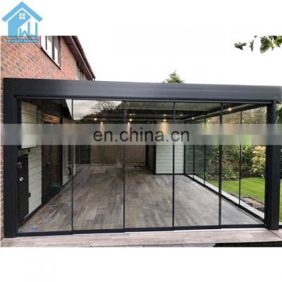 Retractable curtain patio roof aluminum electric pergola roof