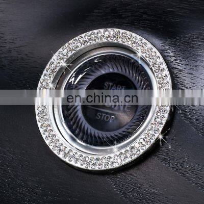 Crystal Rhinestone Car Bling Sticker Ring Emblem Auto Start Engine Ignition Button Key Knobs Bling