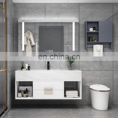 100cm Modern Luxury Stone Bathroom Vanity Set Bathroom Vanities Combo Cabinet Unit LED Smart Mirror Cabinet photo-2