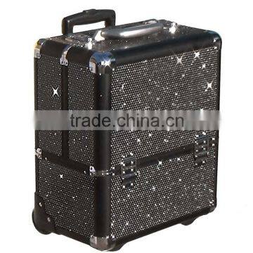 PRO Makeup Artist Rolling Train Case w/ 4trays & Dividers,Aluminum Travel Cosmetic Trolley Case photo-2
