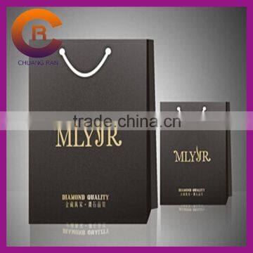 Black with gold printing paper printed custom made shopping bags