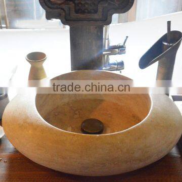 Newest Design Polished Marble Bathroom Beige Sink For Sale photo-2