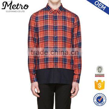 Latest Red And Navy Mens Check Woven Shirts Wholesale