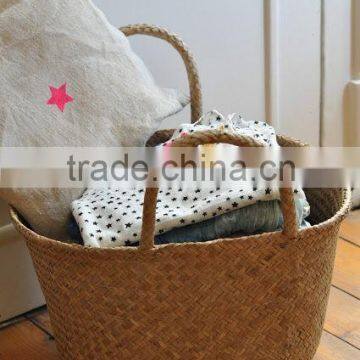 High quality best selling eco-friendly Round Natural seagrass basket with handles from Vietnam