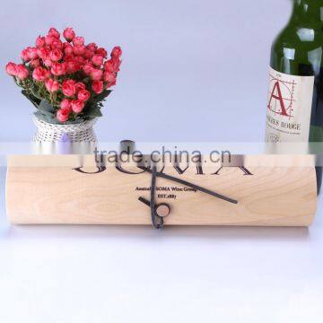 Fashion Cheap Birch Venner Single Bottle Cylinder Wooden Wine Gift Box                        
                                                Quality Choice