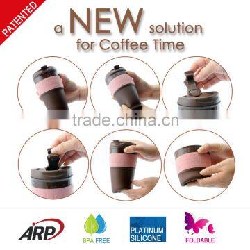 Food grade reusable silicone coffee cup