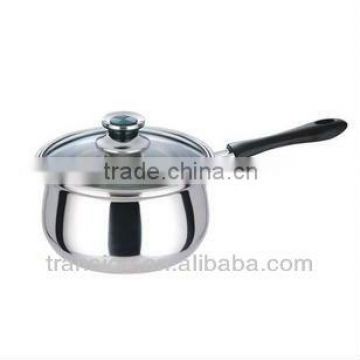 stainless steel milk pots single bakelite handle stock pots with glass lid