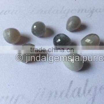 Wholesale Grey Moonstone Half Drill Faceted Drops Loose Gemstone