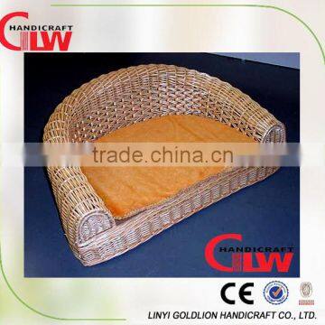 Large wicker pet bed with cushion