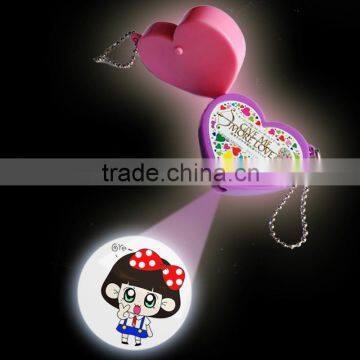 led heart shape projector keychain,promotional gifts led custom shape keychain,3d plastic led laser keychain,new product for2015