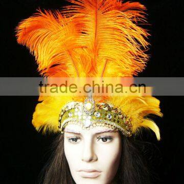 Magnificent Carnival Headdress (Orange Color) Lady headdress With Feather