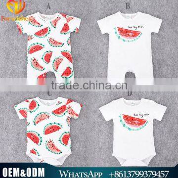 Summer New Style Boutique Design Pure Cotton Wearing Cute Watermelon Toddler Rompers