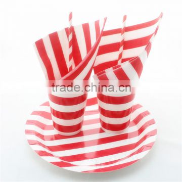 Red Party Paper Tableware Sets, Disposable Paper Plates Paper Cups Paper Straws,Wedding Party Favor Decor Paper Napkins