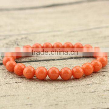 BRG1157 natural gemstone round dyed jade bead bracelet genuine semi precious round stone bead strench bracelet