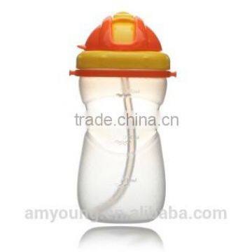 Hard Plastic Cups Guangzhou Sports Water Cup Plastic Baby Sippy Cup with Strap and StrawA-1020 Red