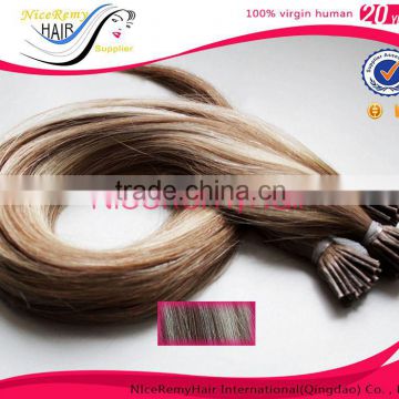 Wholesale high quality keratin 100% human hair piano color I tip hair extensions