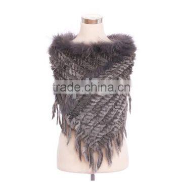 QD5146 Lady Design Knitted Rabbit Fur Poncho with China Supplier 4Colors