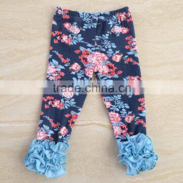 New arrvial floral icing leggings kids triple ruffle pants girls icing pants                        
                                                Quality Choice