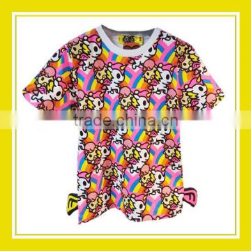 2016 Fashion Products Bros Baby Rinne Riding Unicorn with Wings Rainbows Girl Cotton Printed Short Sleeve T-Shirt