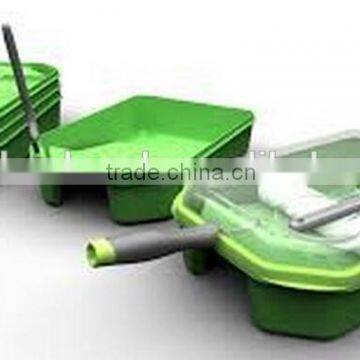plastic flat paint tray with paint brush and paint roller set