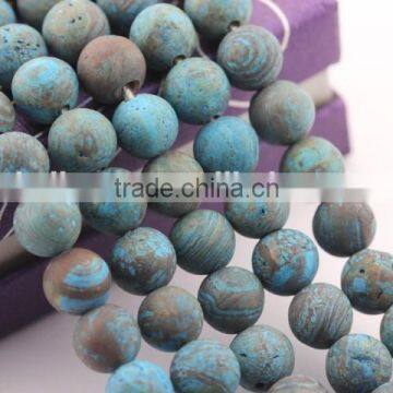 2.0mm Large Hole Hot Selling Round Matte Crazy Blue Lace Aagte Gemstone Loose Beads Approximate 15.5 Inch