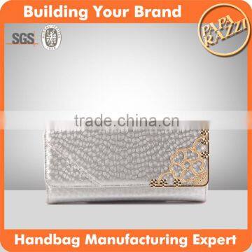 4542 2016 fashionable silver body with light gold decoration womens wallets